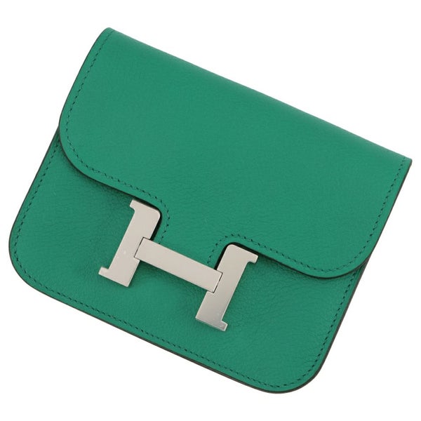 エルメス 財布 コンスタンス スリム ヴェルソ ヴェールヴェルティゴ/ブルーザンジバル/シルバー金具 エバーカラー W刻印 HERMES 財布