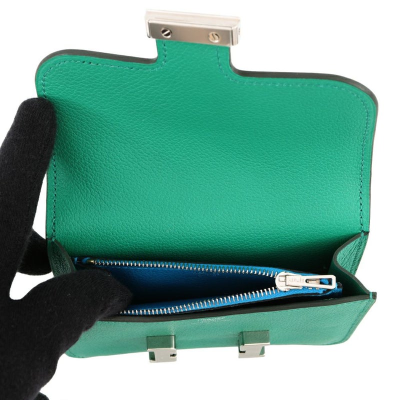 エルメス 財布 コンスタンス スリム ヴェルソ ヴェールヴェルティゴ/ブルーザンジバル/シルバー金具 エバーカラー W刻印 HERMES 財布