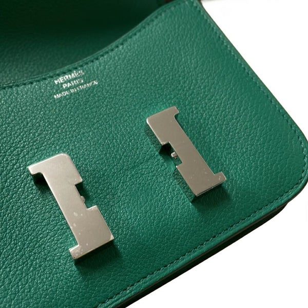 エルメス 財布 コンスタンス スリム ヴェルソ ヴェールヴェルティゴ/ブルーザンジバル/シルバー金具 エバーカラー W刻印 HERMES 財布