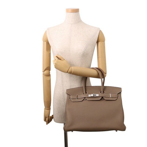 エルメス バーキン35 エトゥープ/シルバー金具 トゴ □Q刻印 HERMES Birkin ハンドバッグ