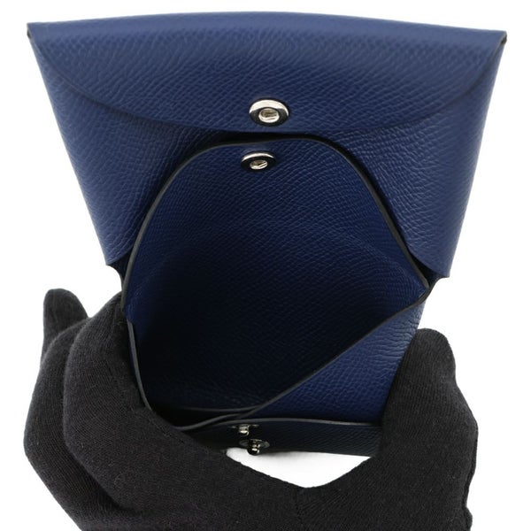 エルメス コインケース カルヴィ デュオ ブルーサフィール/シルバー金具 エプソン K刻印 財布