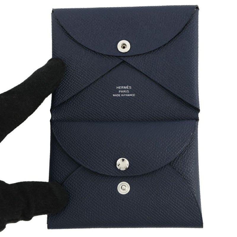 エルメス コインケース カルヴィ デュオ ブルーニュイ/シルバー金具 エプソン K刻印 財布