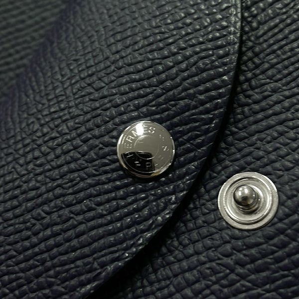 エルメス コインケース カルヴィ デュオ ブルーニュイ/シルバー金具 エプソン K刻印 財布