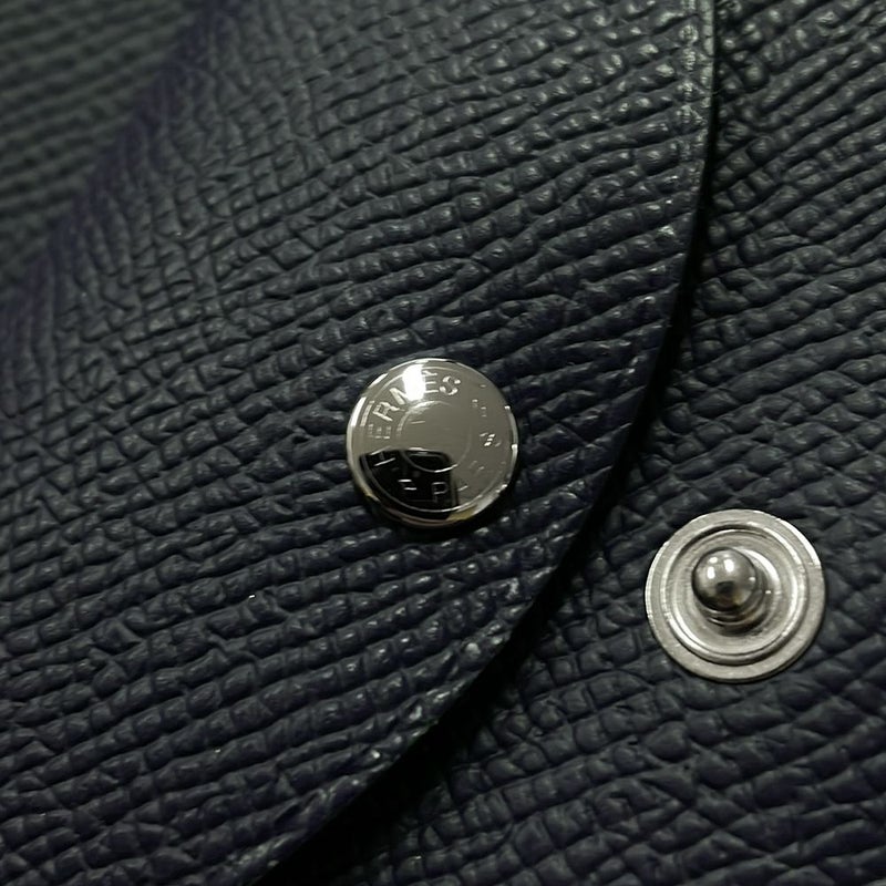 エルメス コインケース カルヴィ デュオ ブルーニュイ/シルバー金具 エプソン K刻印 財布