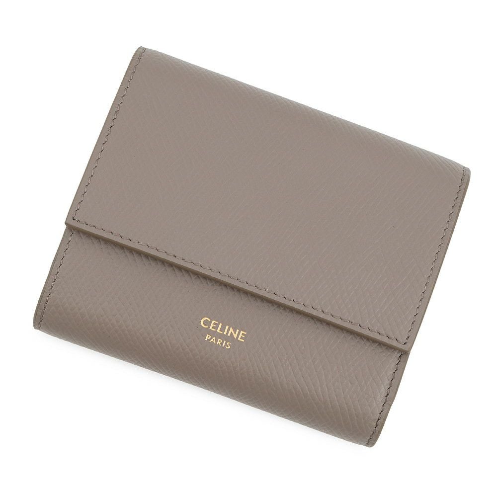 【本物保証】 セリーヌ CELINE トリフォールドウォレット 10B573BEL ホック付三つ折り財布 レザー ベージュ CELINE（セリーヌ） トリフォールドウォレット 10B573BEL ホック付三