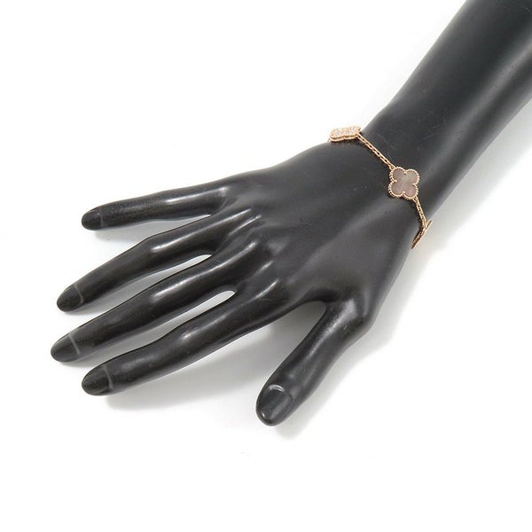 ヴァンクリ ブレスレット ヴィンテージ アルハンブラ 5モチーフ グレーマザーオブパール/ダイヤ 24P 0.96ct K18PG VCARP2R100