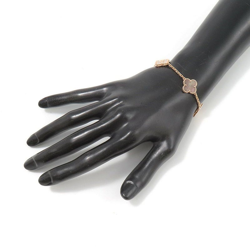 ヴァンクリ ブレスレット ヴィンテージ アルハンブラ 5モチーフ グレーマザーオブパール/ダイヤ 24P 0.96ct K18PG VCARP2R100