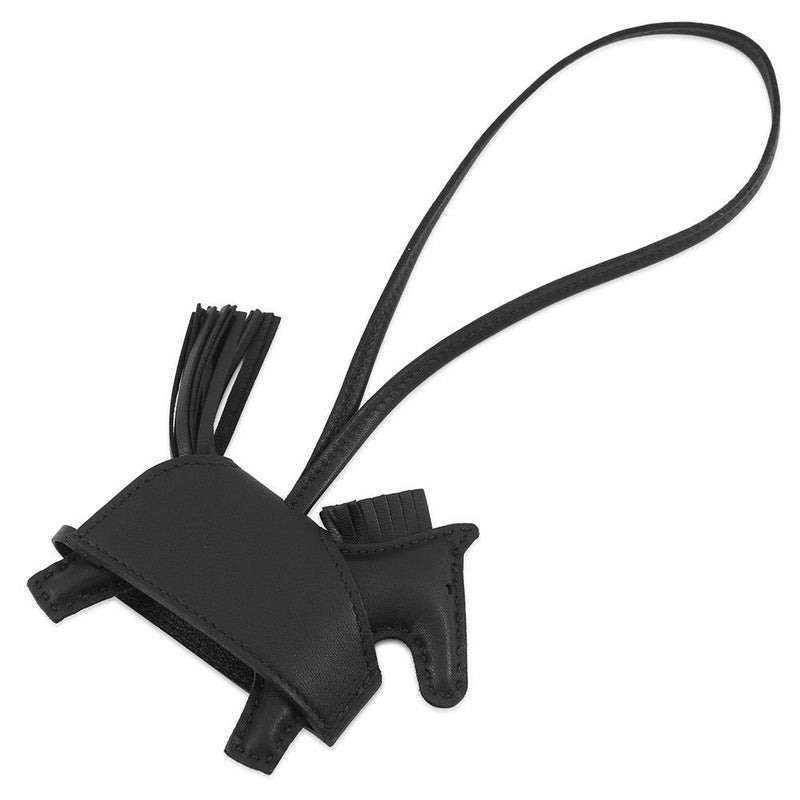 エルメス バッグチャーム ロデオPM ロベオ ロック ブラック/シルバー金具 ラムスキン K刻印 黒