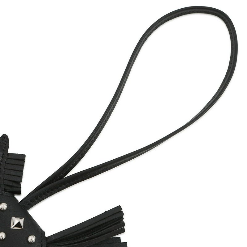 エルメス バッグチャーム ロデオPM ロベオ ロック ブラック/シルバー金具 ラムスキン K刻印 黒