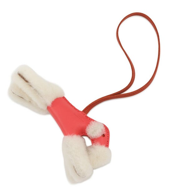 エルメス バッグチャーム バディ ローズテキサス/コルナリン ラムスキン/ムートン U刻印