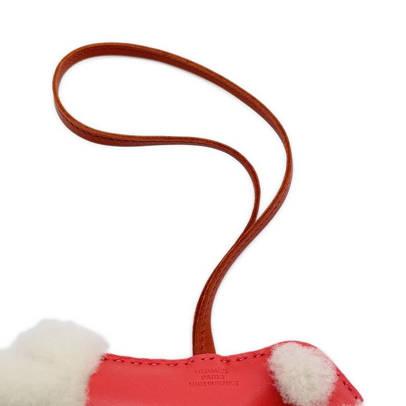 エルメス バッグチャーム バディ ローズテキサス/コルナリン ラムスキン/ムートン U刻印