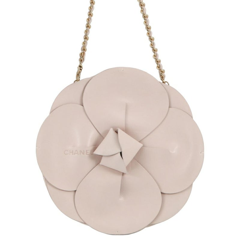 シャネル チェーンポシェット カメリア ココマーク サテン ラムスキン CHANEL ハンドバッグ