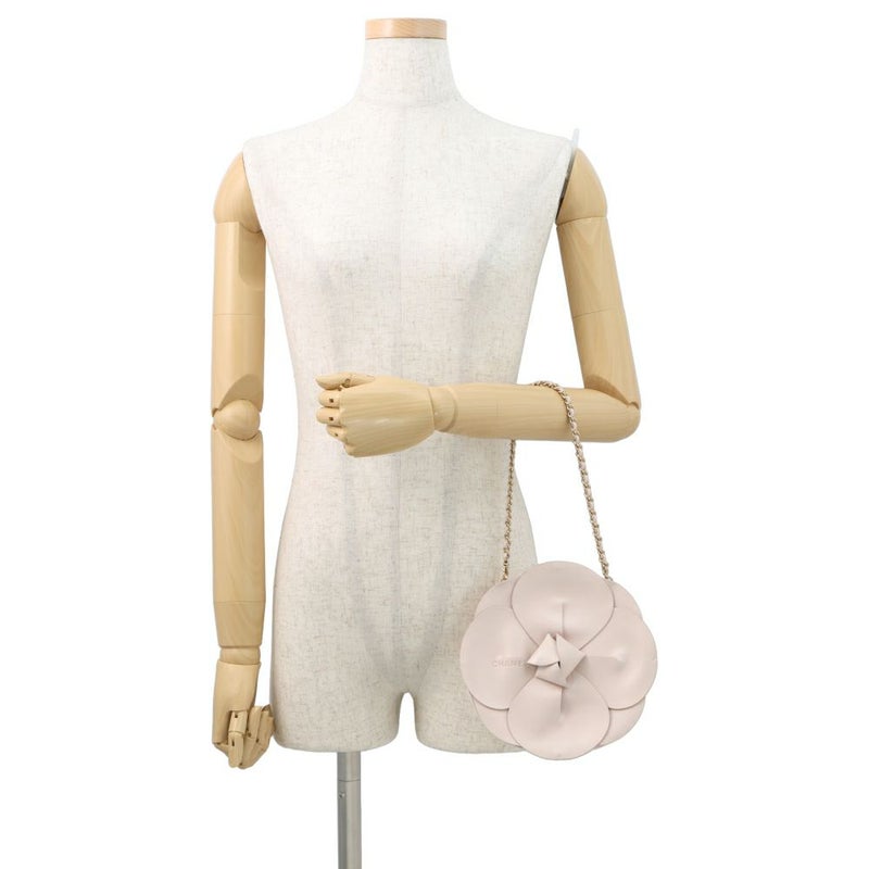 シャネル チェーンポシェット カメリア ココマーク サテン ラムスキン CHANEL ハンドバッグ