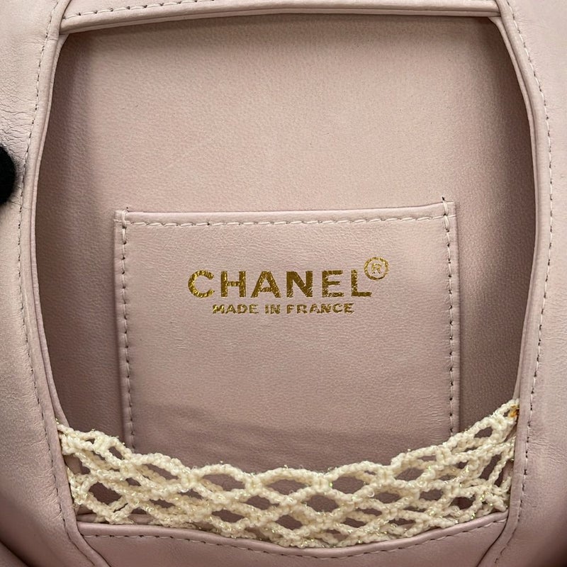 シャネル チェーンポシェット カメリア ココマーク サテン ラムスキン CHANEL ハンドバッグ