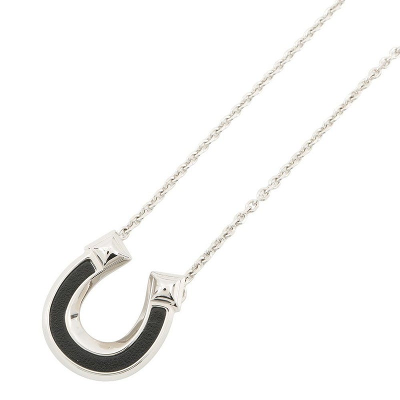 エルメス ネックレス ジョケットPM ブラック/シルバー金具 メタル/エプソン HERMES アクセサリー 黒