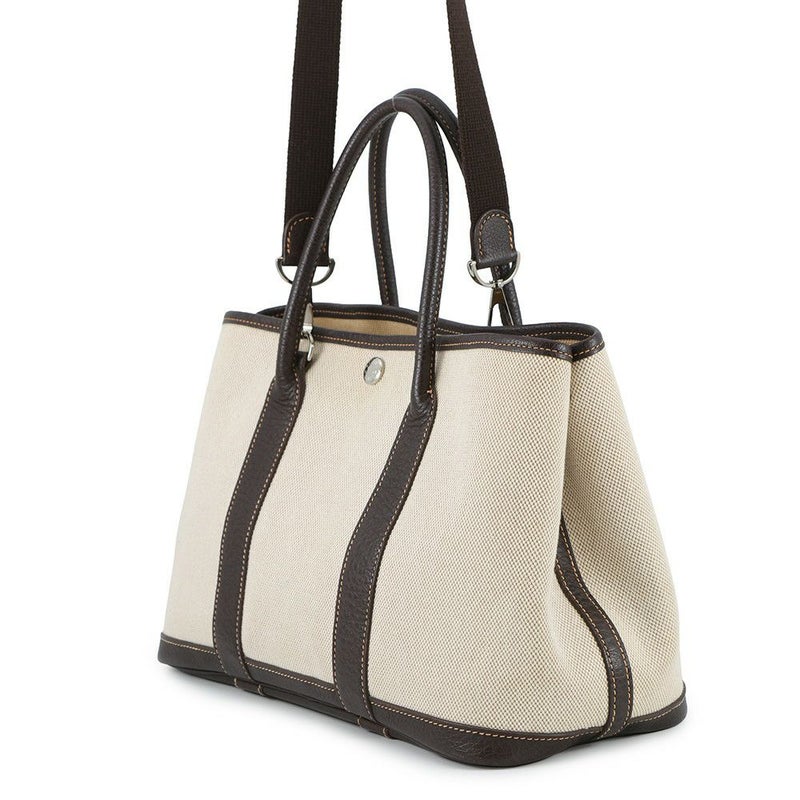 エルメス トートバッグ ガーデンパーティTPM ナチュラル/マロン/シルバー金具 トワルアッシュ/ブッフルスキッパー □I刻印 2wayショルダー