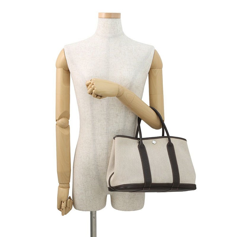 エルメス トートバッグ ガーデンパーティTPM ナチュラル/マロン/シルバー金具 トワルアッシュ/ブッフルスキッパー □I刻印 2wayショルダー