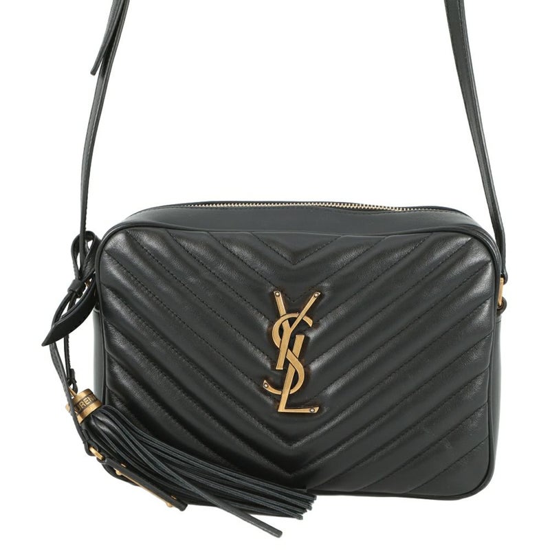 サンローランパリ ショルダーバッグ ルー カメラバッグ Vステッチ レザー 520534 SAINT LAURENT PARIS 黒 タッセル