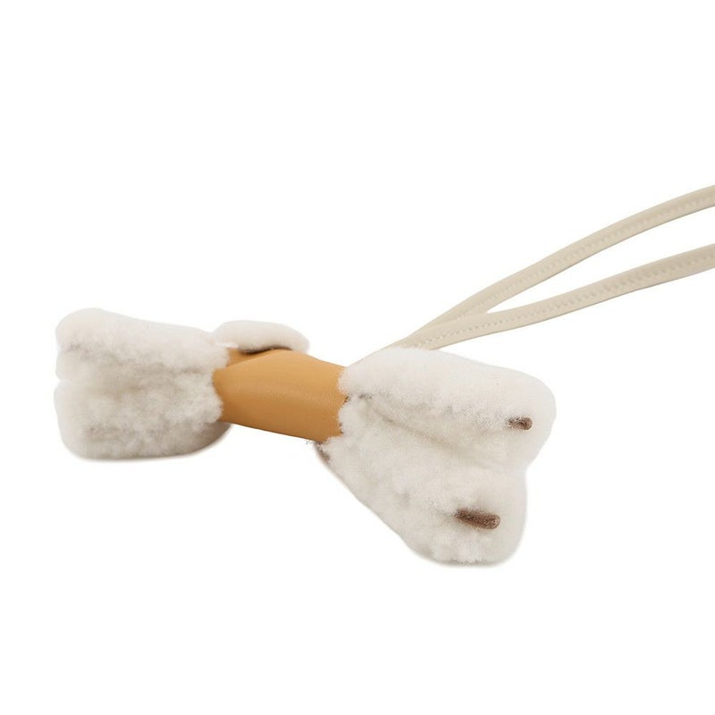 エルメス バッグチャーム バディ パイユ/クレ ラムスキン/ムートン K刻印