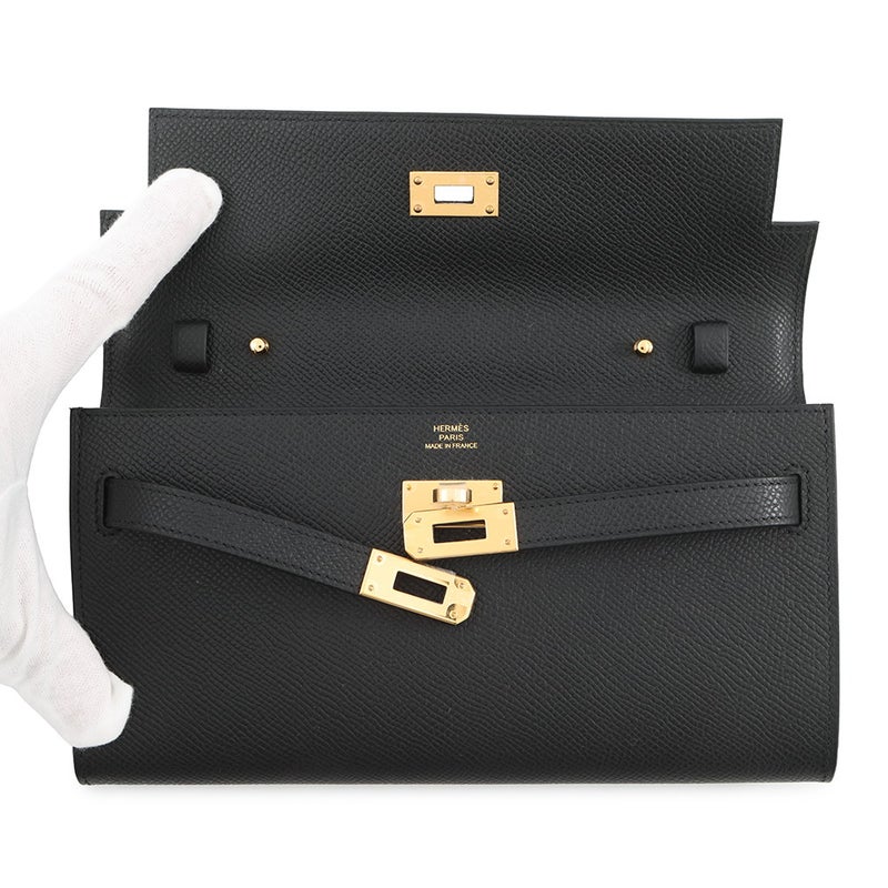 エルメス ケリーウォレット ロング トゥーゴー ブラック/ゴールド金具 エプソン K刻印 HERMES 黒