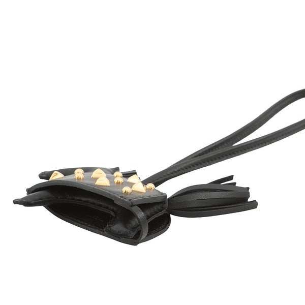 エルメス バッグチャーム ロデオPM ロベオ ロック ブラック/ゴールド金具 ラムスキン HERMES チャーム 黒