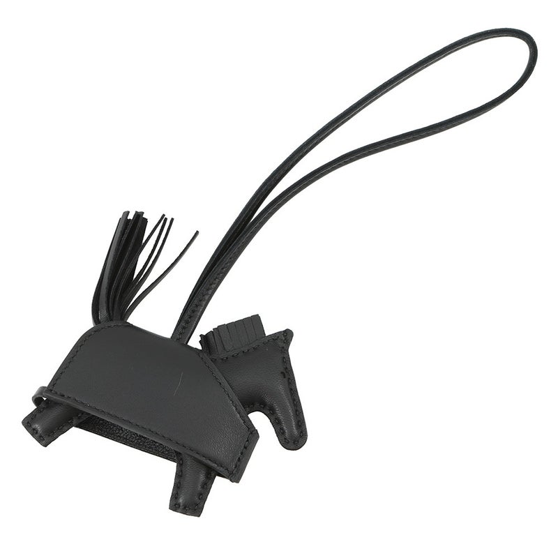 エルメス バッグチャーム ロデオPM ロベオ ロック ブラック/ゴールド金具 ラムスキン HERMES チャーム 黒