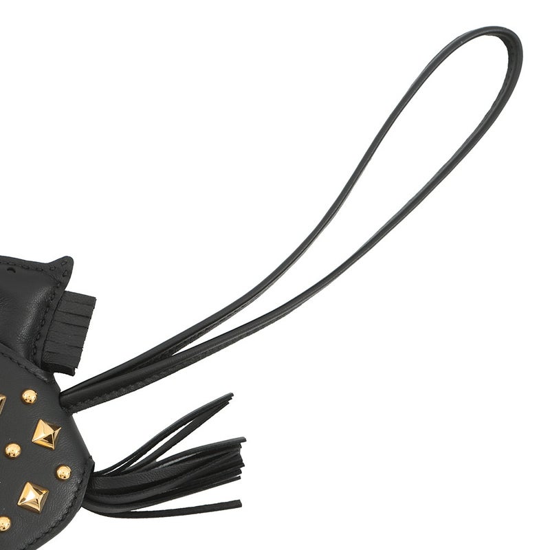 エルメス バッグチャーム ロデオPM ロベオ ロック ブラック/ゴールド金具 ラムスキン HERMES チャーム 黒