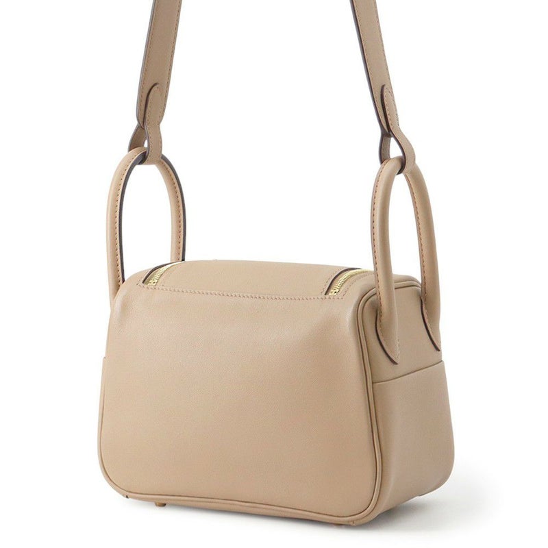 エルメス ハンドバッグ リンディ ミニ ヴェルソ ベージュマルファ/グリミスティ/ゴールド金具 スイフト W刻印 2wayショルダー