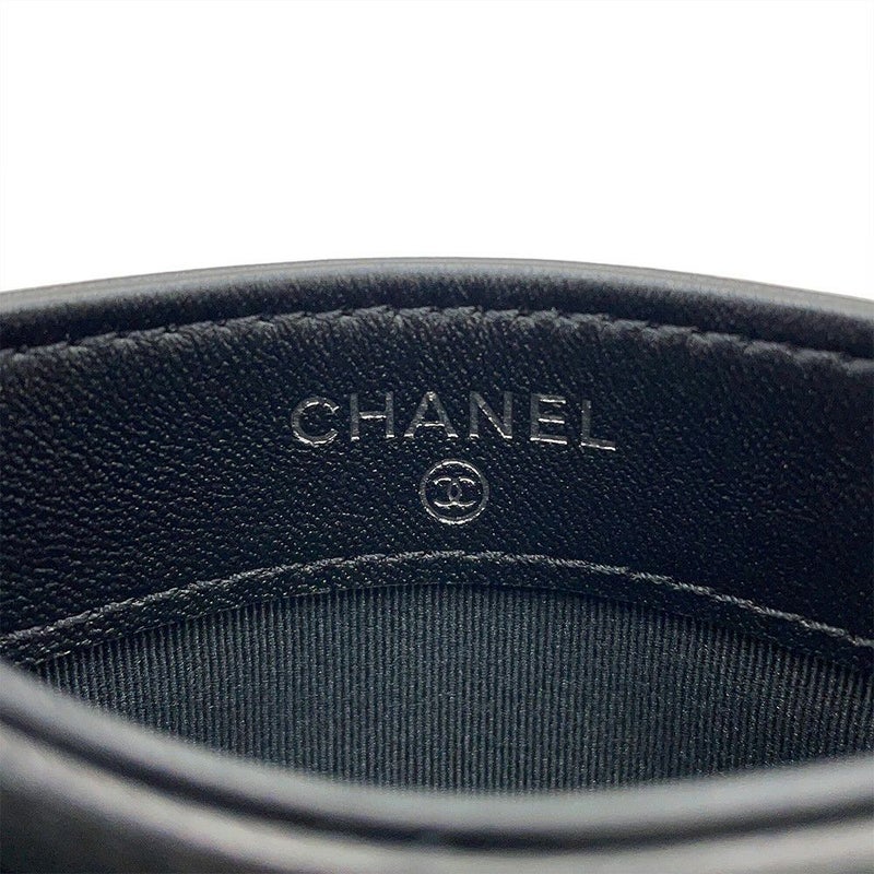 シャネル カードケース マトラッセ ココマーク ラインストーン ラムスキン AP3990 CHANEL 定期入れ 名刺入れ パスケース 黒