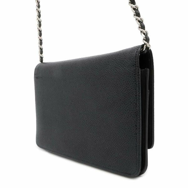シャネル チェーンウォレット ココマーク キャビアスキン A48654 CHANEL チェーンショルダーバッグ 財布 黒