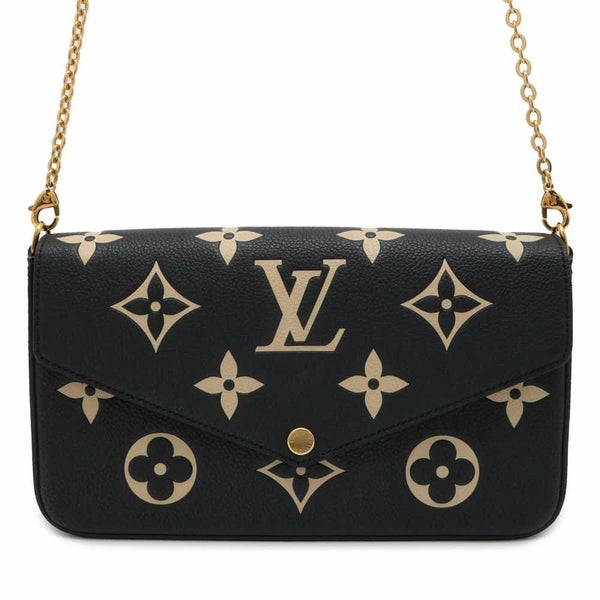 ルイヴィトン チェーンウォレット バイカラー モノグラム・アンプラント ポシェット・フェリシー M80482 黒