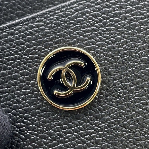 シャネル カードケース ココマーク ココボタン レザー CHANEL 財布 黒