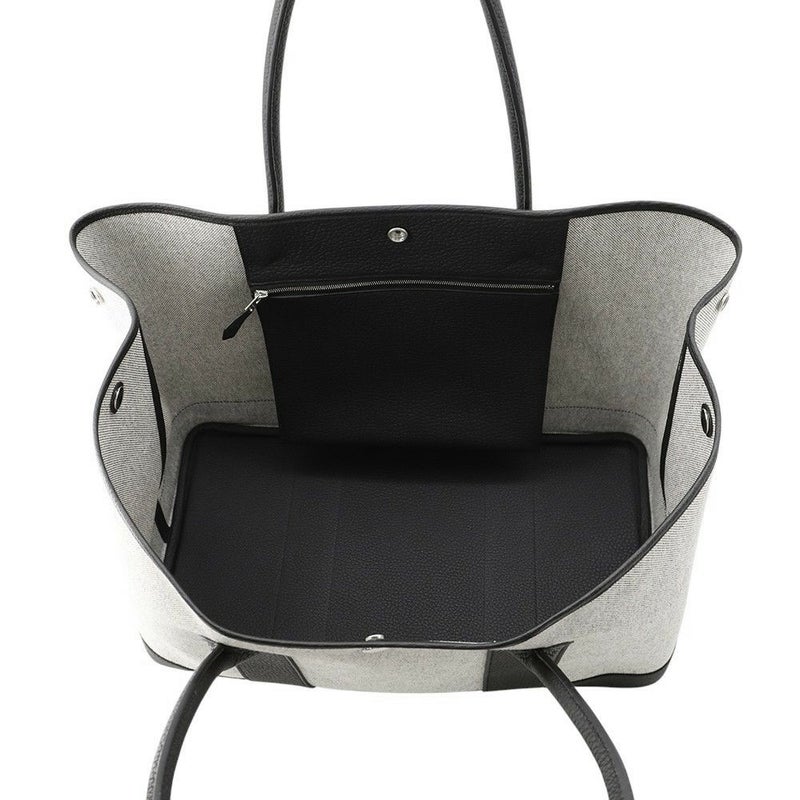 エルメス トートバッグ ネオ・ガーデン ヴォヤージュ ブラック/エクリュ/シルバー金具 トワルオフィシェ/ネゴンダ K刻印 黒