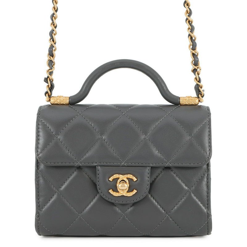 シャネル チェーンショルダーバッグ マトラッセ ココマーク トップハンドル ラムスキン AS4956 CHANEL
