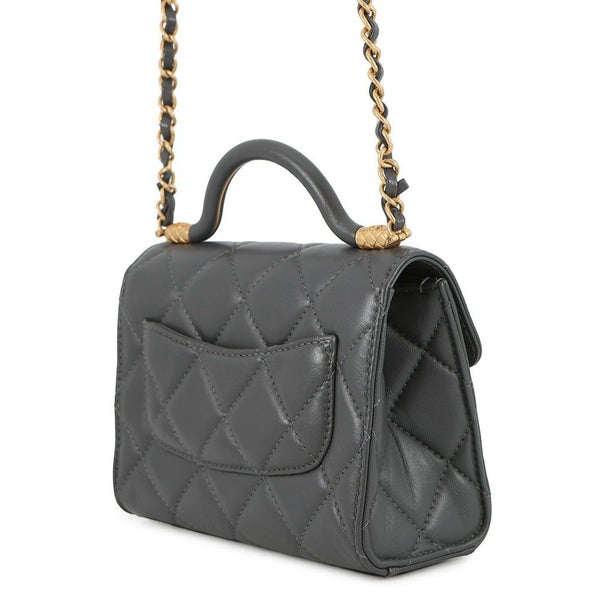 シャネル チェーンショルダーバッグ マトラッセ ココマーク トップハンドル ラムスキン AS4956 CHANEL