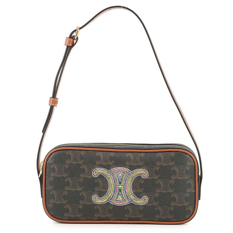 セリーヌ ショルダーバッグ トリオンフ ミニカメラ 刺繍 PVC レザー 10J582 CELINE バッグ