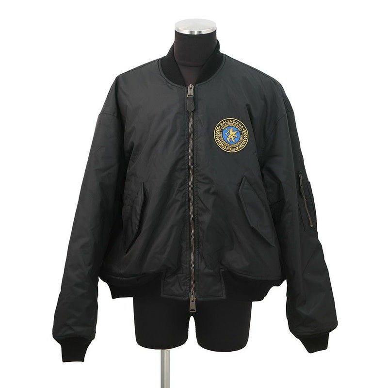 バレンシアガ ダウンジャケット ワッペン ラージフィット ボンバージャケット サイズ46 839101 アウター 黒 ユニセックス