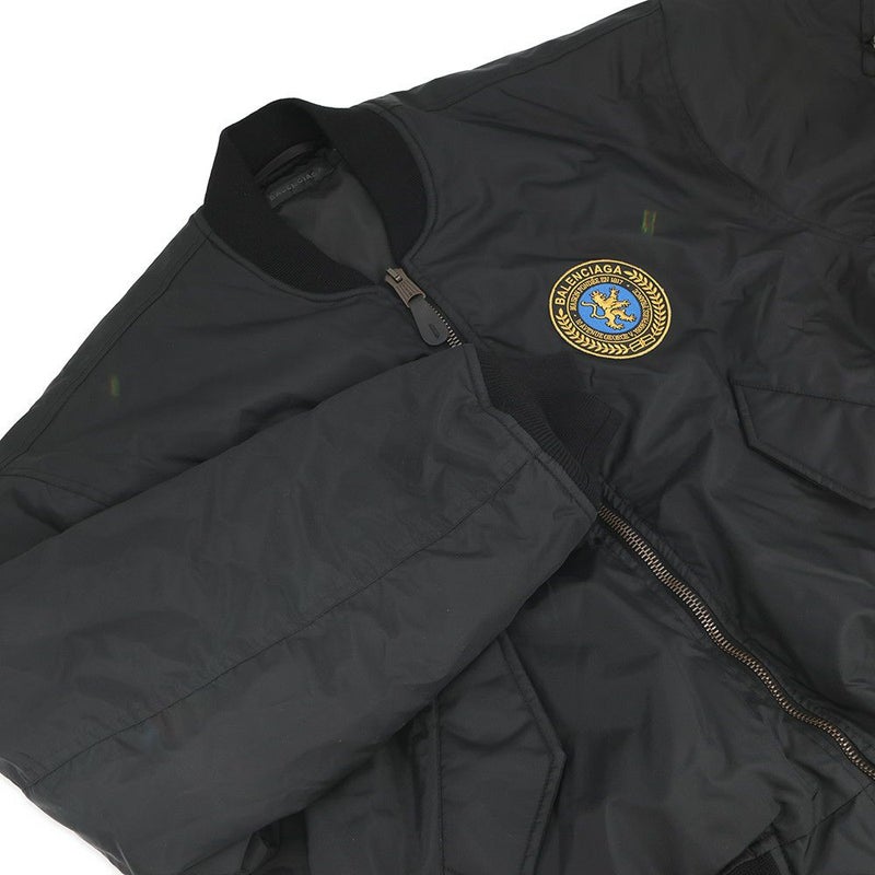 バレンシアガ ダウンジャケット ワッペン ラージフィット ボンバージャケット サイズ46 839101 アウター 黒 ユニセックス