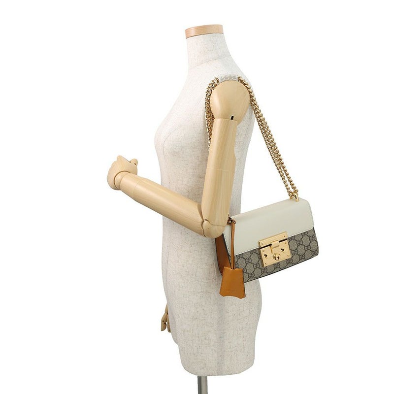 グッチ チェーンショルダーバッグ GGスプリーム/レザー パドロック スモール 409487 Wチェーンショルダー