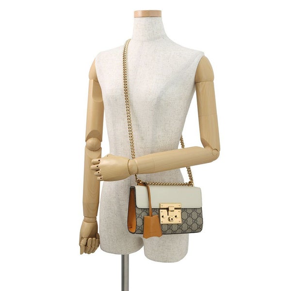 グッチ チェーンショルダーバッグ GGスプリーム/レザー パドロック スモール 409487 Wチェーンショルダー