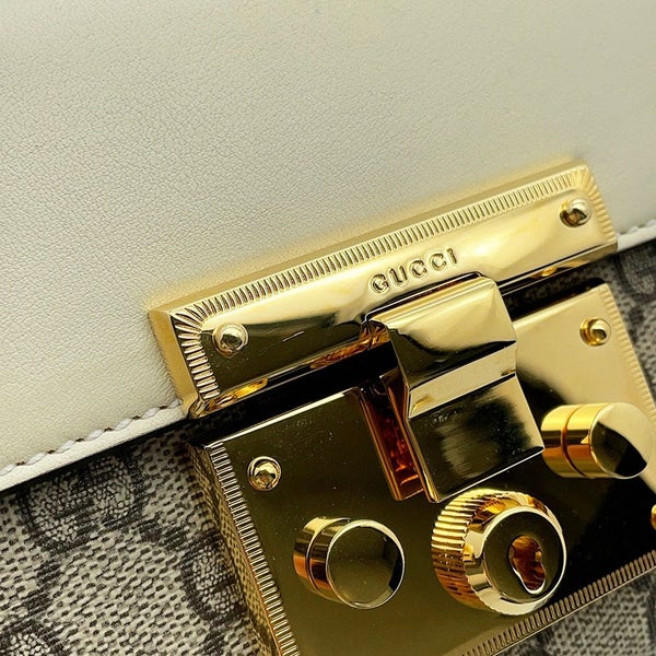 グッチ チェーンショルダーバッグ GGスプリーム/レザー パドロック スモール 409487 Wチェーンショルダー