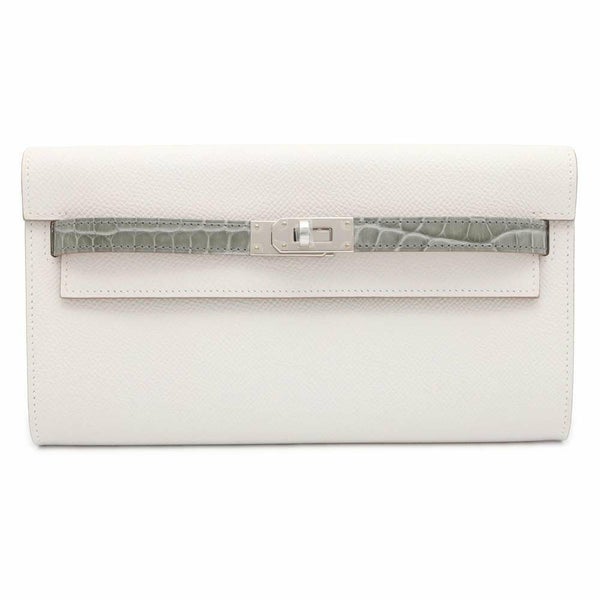 エルメス ケリーウォレット ロング トゥーゴー タッチ グリスペール/グリシマン/シルバー金具 エプソン/アリゲーターシャイン B刻印