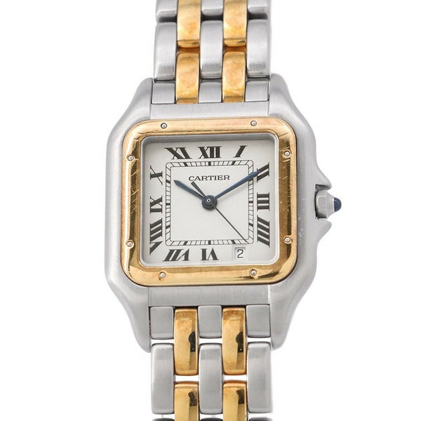 カルティエ パンテールMM 2ロウ W25028B6 SS/K18イエローゴールド Cartier 腕時計 アイボリー文字盤 クォーツ