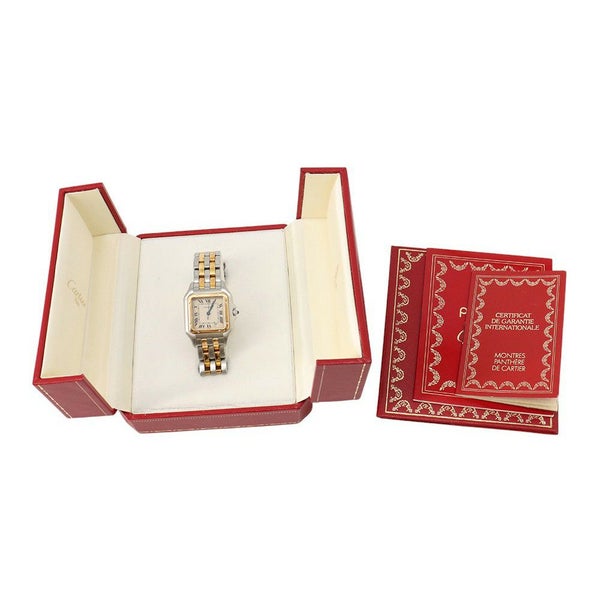 カルティエ パンテールMM 2ロウ W25028B6 SS/K18イエローゴールド Cartier 腕時計 アイボリー文字盤 クォーツ