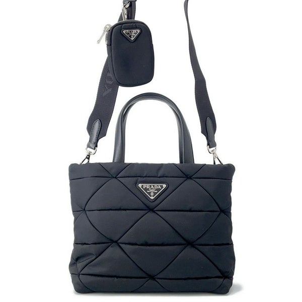 プラダ ハンドバッグ スモール パデッド Re-Nylon ナイロン/レザー 1BG373 PRADA 2way 黒