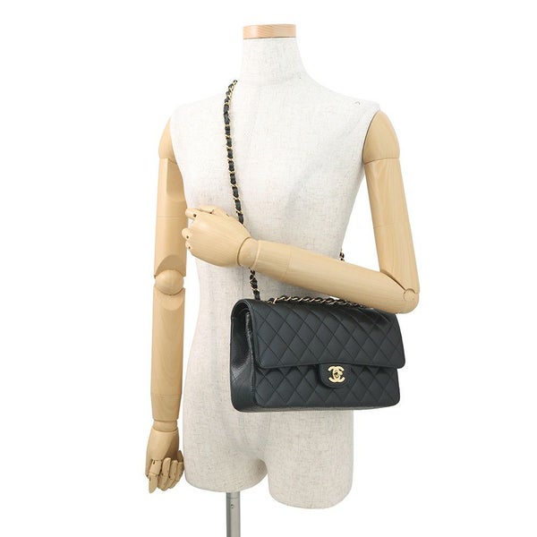 シャネル チェーンショルダーバッグ マトラッセ25 ココマーク ダブルチェーン キャビアスキン A01112 CHANEL 黒