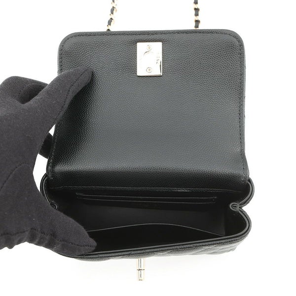 シャネル ハンドバッグ マトラッセ ココハンドル ミニミニ キャビアスキン AP4244 2wayチェーンショルダー 黒