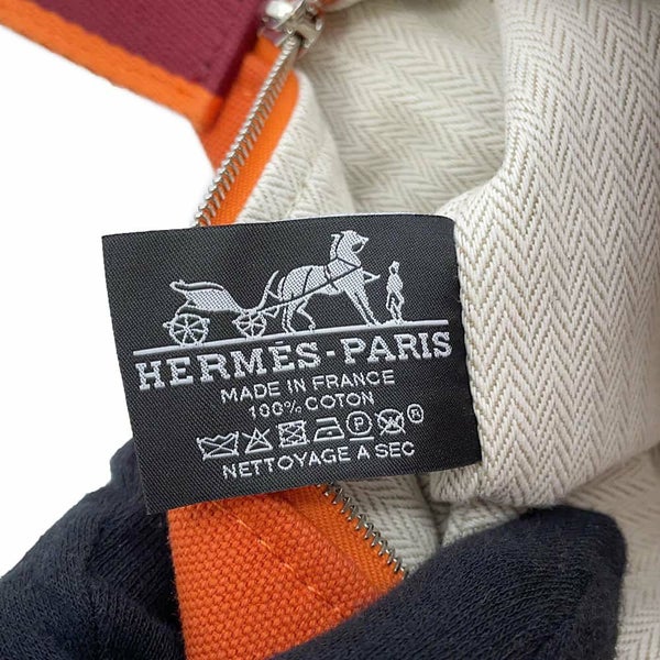エルメス ポーチ ブリッド・ア・ブラックPM フー/ボルドー/シルバー金具 キャンバス オレンジ