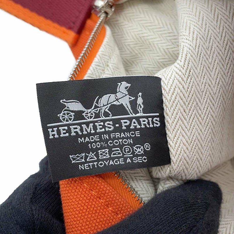 エルメス ポーチ ブリッド・ア・ブラックPM フー/ボルドー/シルバー金具 キャンバス オレンジ