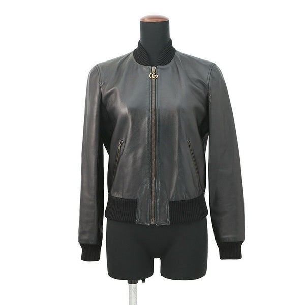 グッチ ジャケット レザー ブルゾン レディースサイズ36 GUCCI アウター 黒